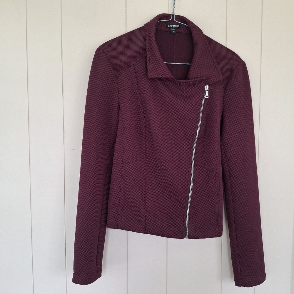 Burgandy Moto Jacket Size Medium Fall Coat